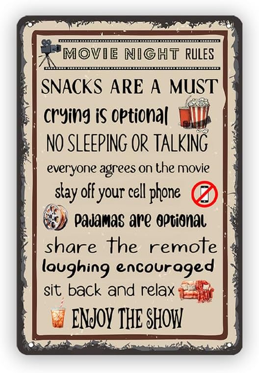 Retro Gaming Bar - Movin Night Rules Metal Sign Retro