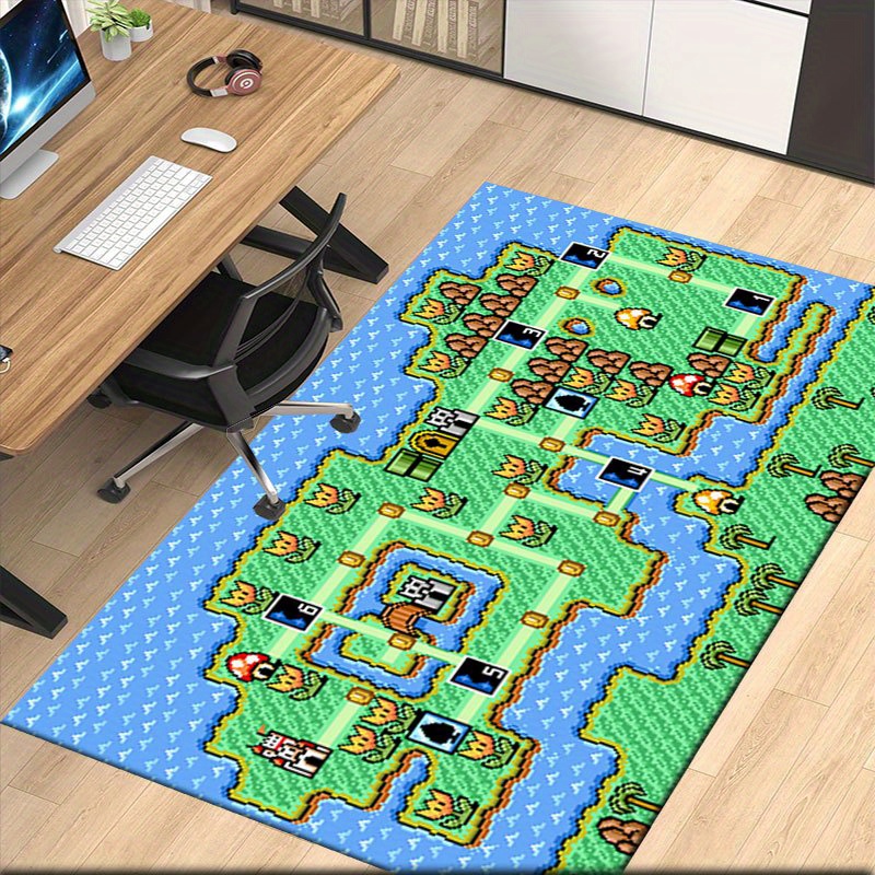 Retro Gaming Theme - Nostalgic Retro Game Themed Rug, Anti-Slip
