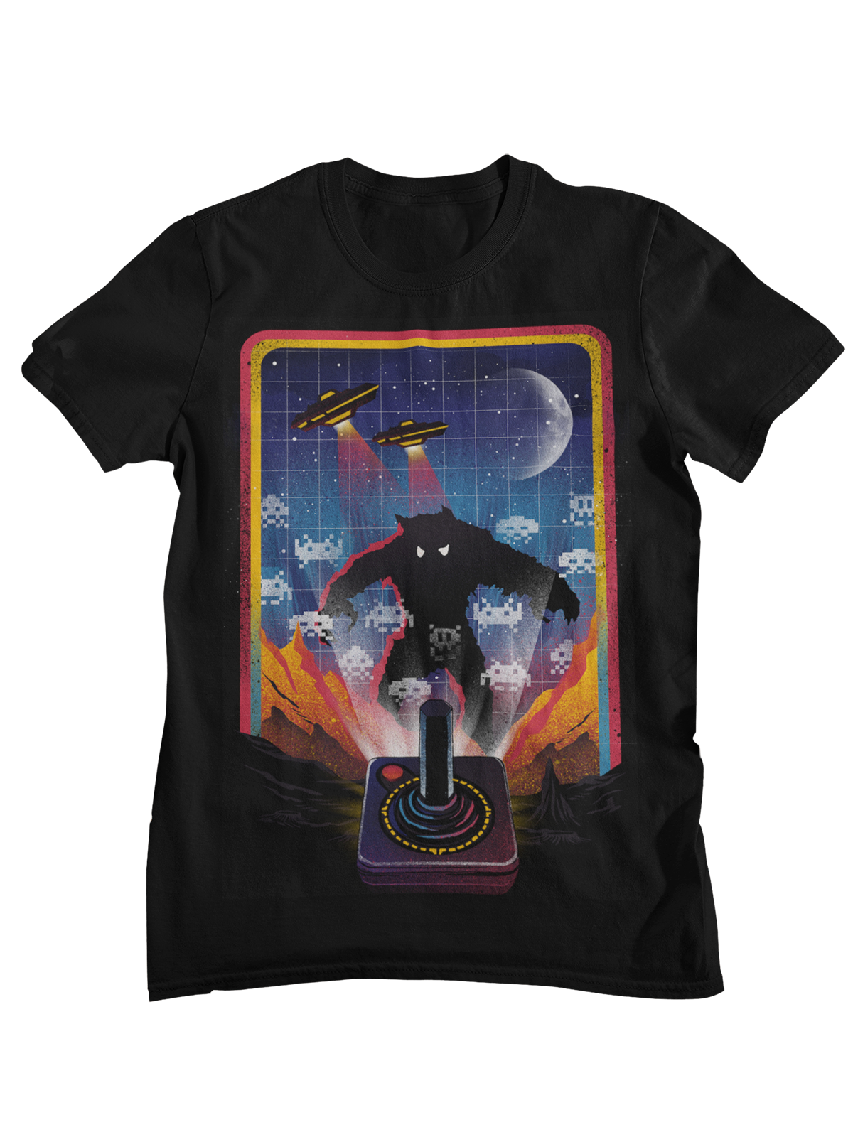 Retro Gaming Joystick - Retro Space Invaders Monster Joystick Graphic