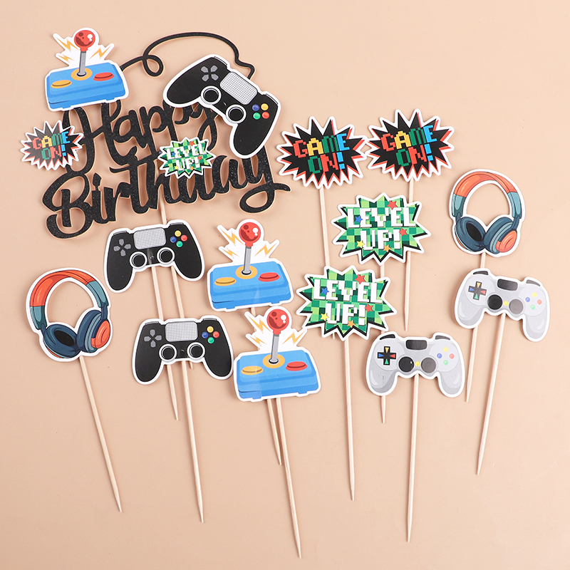 Retro Gaming Theme - 13Pcs Video Retro Game Cake Toppers