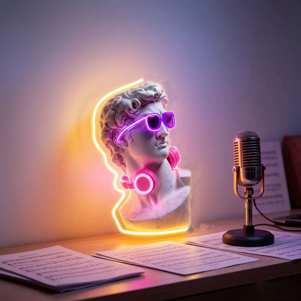 David with Headphones Art LED  – Retro Gaming Bar Bewertung und Preis