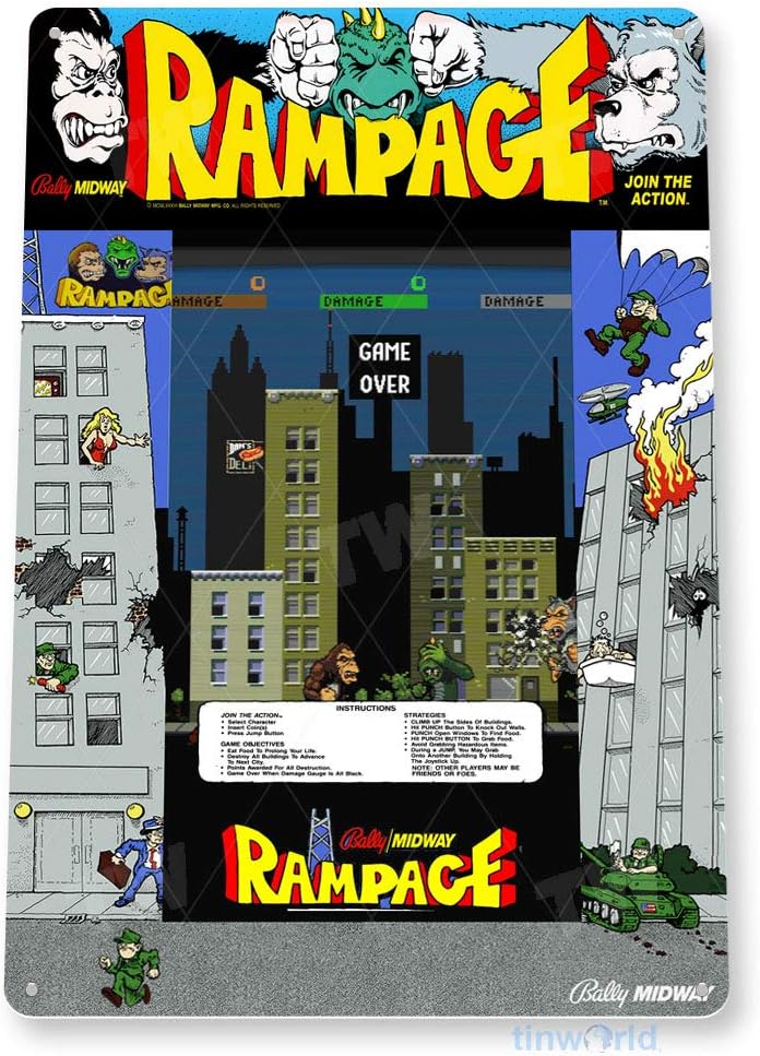 TIN SIGN Rampage Arcade Sign G – Retro Gaming Shop Bewertung und Preis